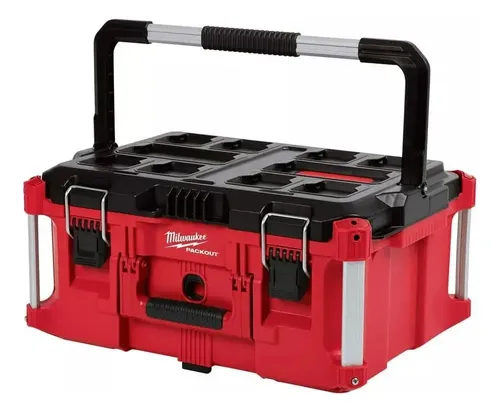 Combo Carro Packout Milwaukee De 3 Módulos Baul Cajon Y Cajas Con Ruedas Color Rojo
