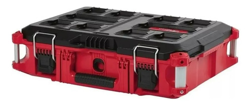 Combo Carro Packout Milwaukee De 3 Módulos Baul Cajon Y Cajas Con Ruedas Color Rojo