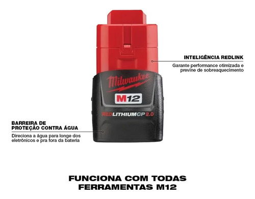 Bateria M12 Milwaukee  12v Redlithium 2.0 Ampers 48-11-2420