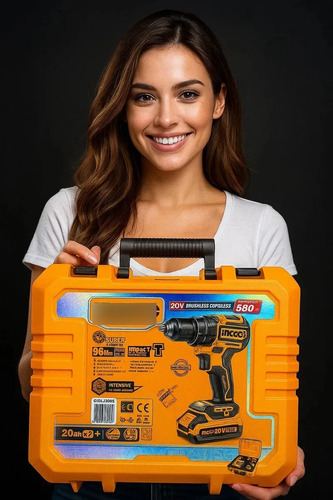 Taladro Percutor 13mm 96nm 20v Industrial Ingco Cidli20968-4 Naranja Claro 50 Hz / 60 Hz