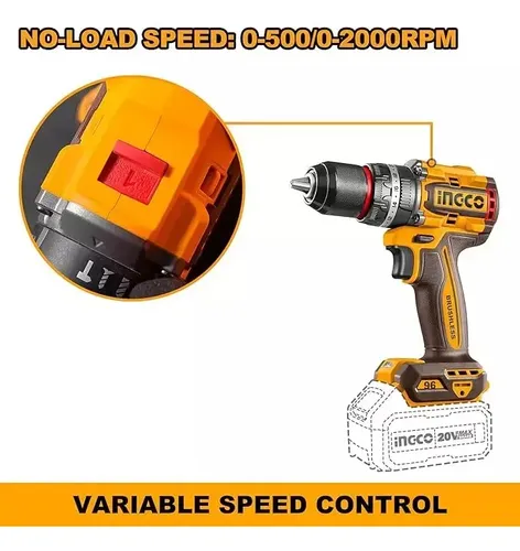 Taladro Percutor 13mm 96nm 20v Industrial Ingco Cidli20968-4 Naranja Claro 50 Hz / 60 Hz