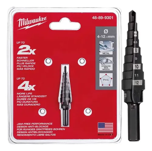Mecha Escalonada Metal Inoxidable Pvc Milwaukee 4a12mm 9301