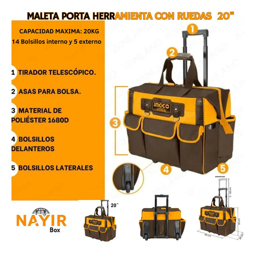 Bolso Herramientas+maletín 20in+chaleco+cinturón Marrón Ingc Marrón Oscuro