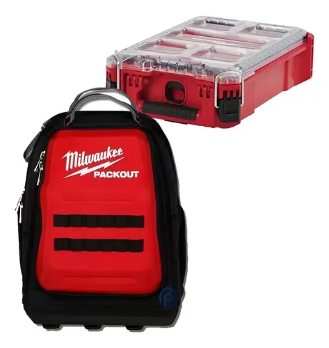 Mochila Porta Herramienta + Organizador Packout Milwaukee Rojo