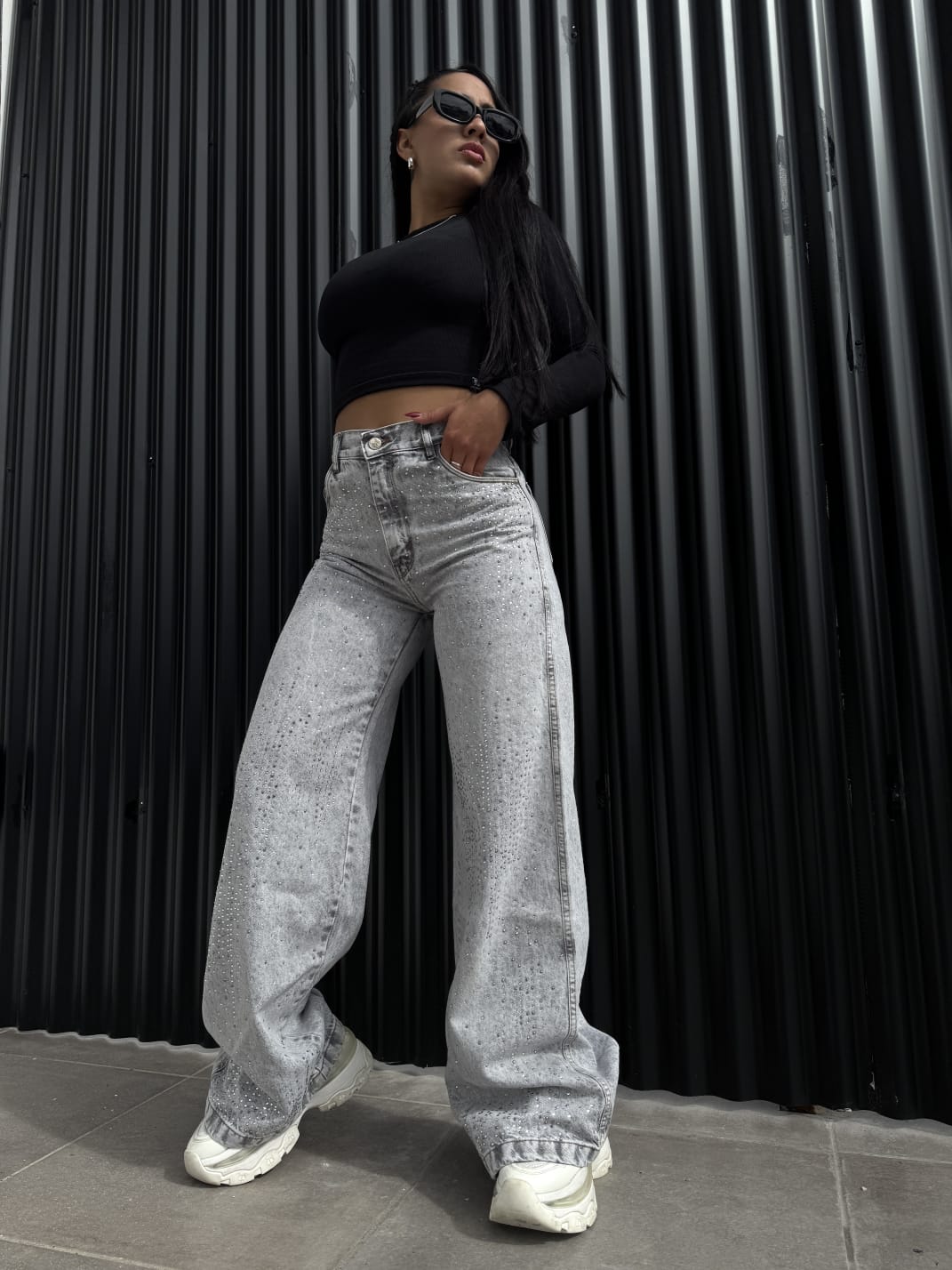 WIDE LEG GRAY RAINNY