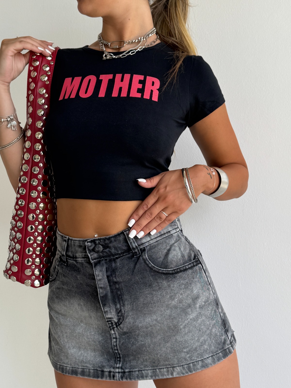 SHORT POLLERA GRAY RIBB