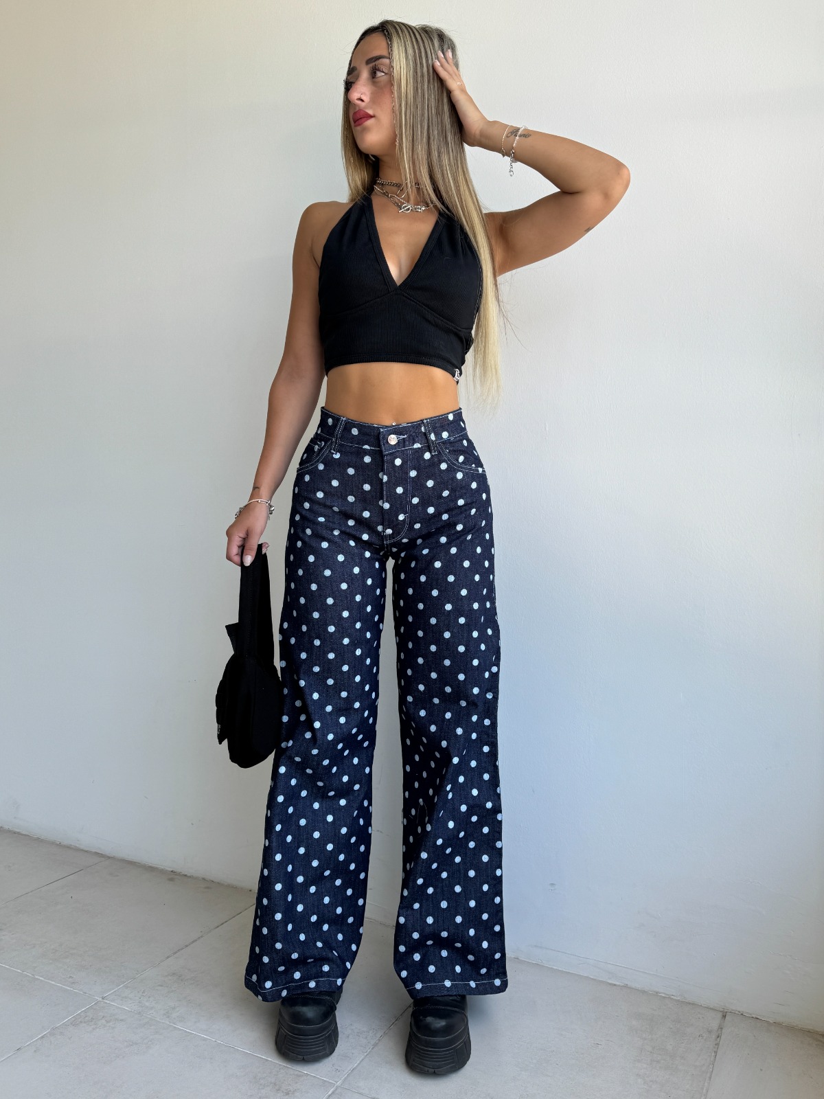 WIDE LEG BLUE DOTS