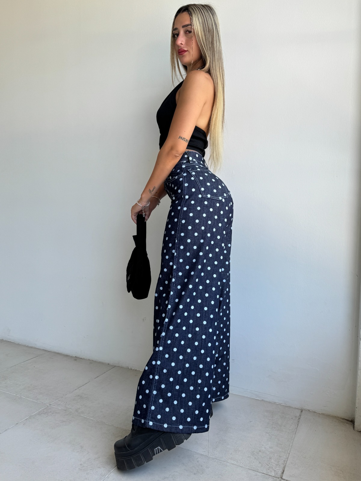WIDE LEG BLUE DOTS