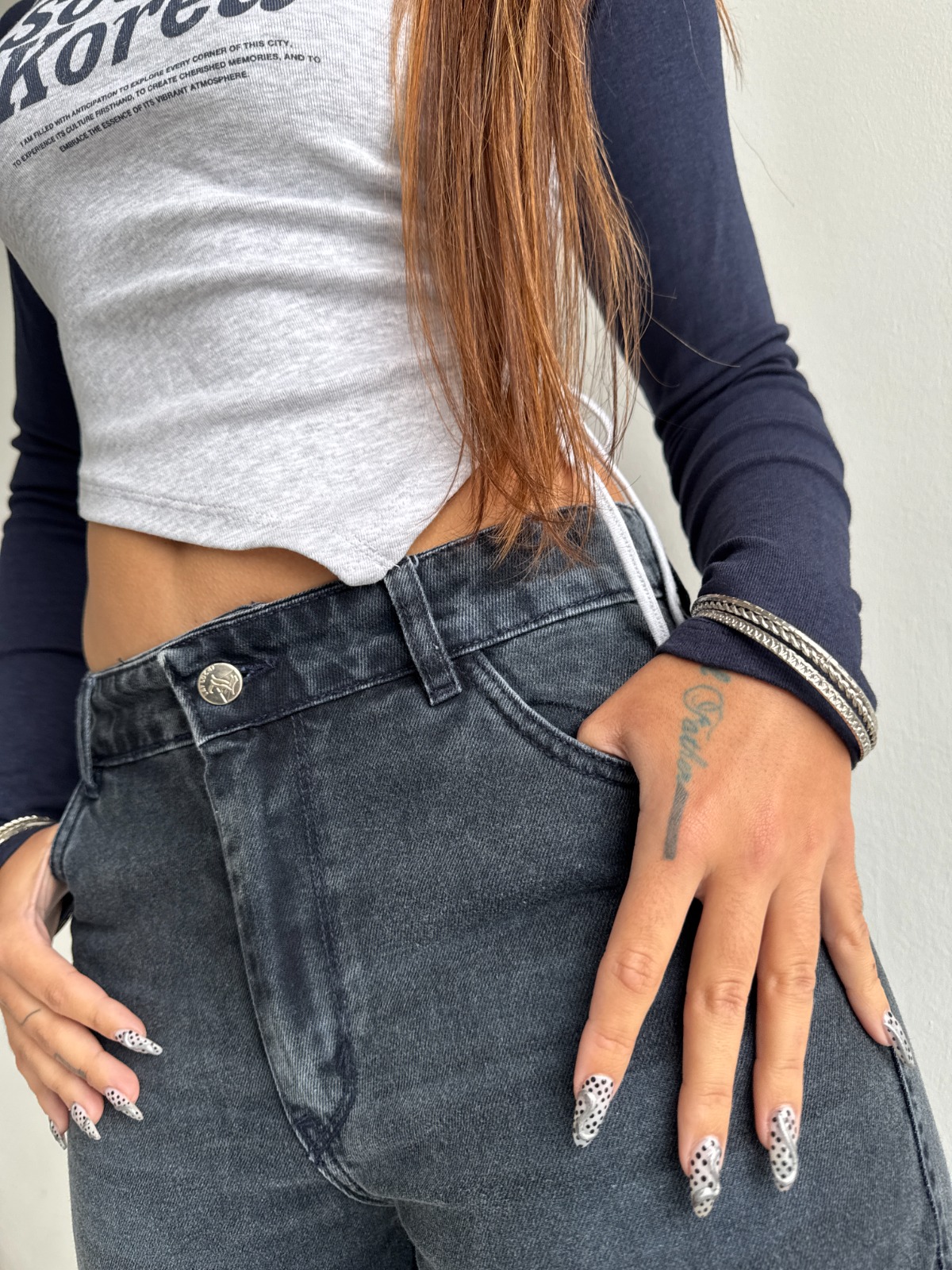 MOM CROP BLUE