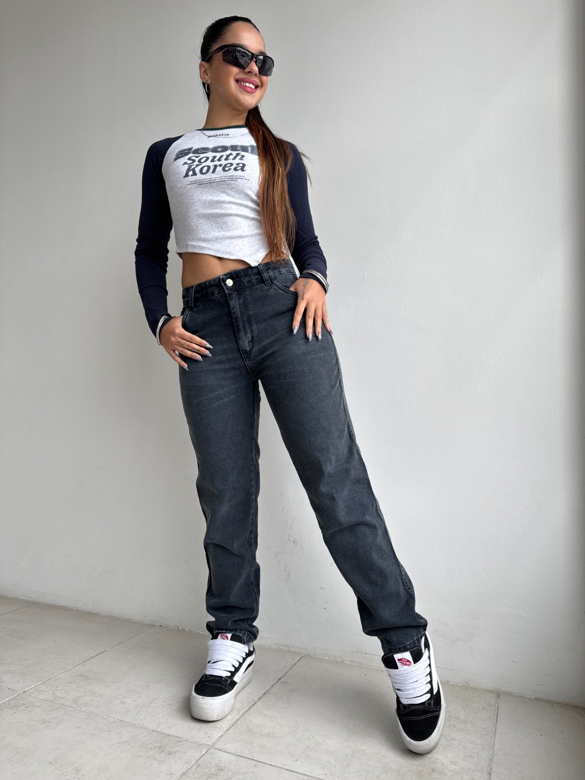 MOM CROP BLUE