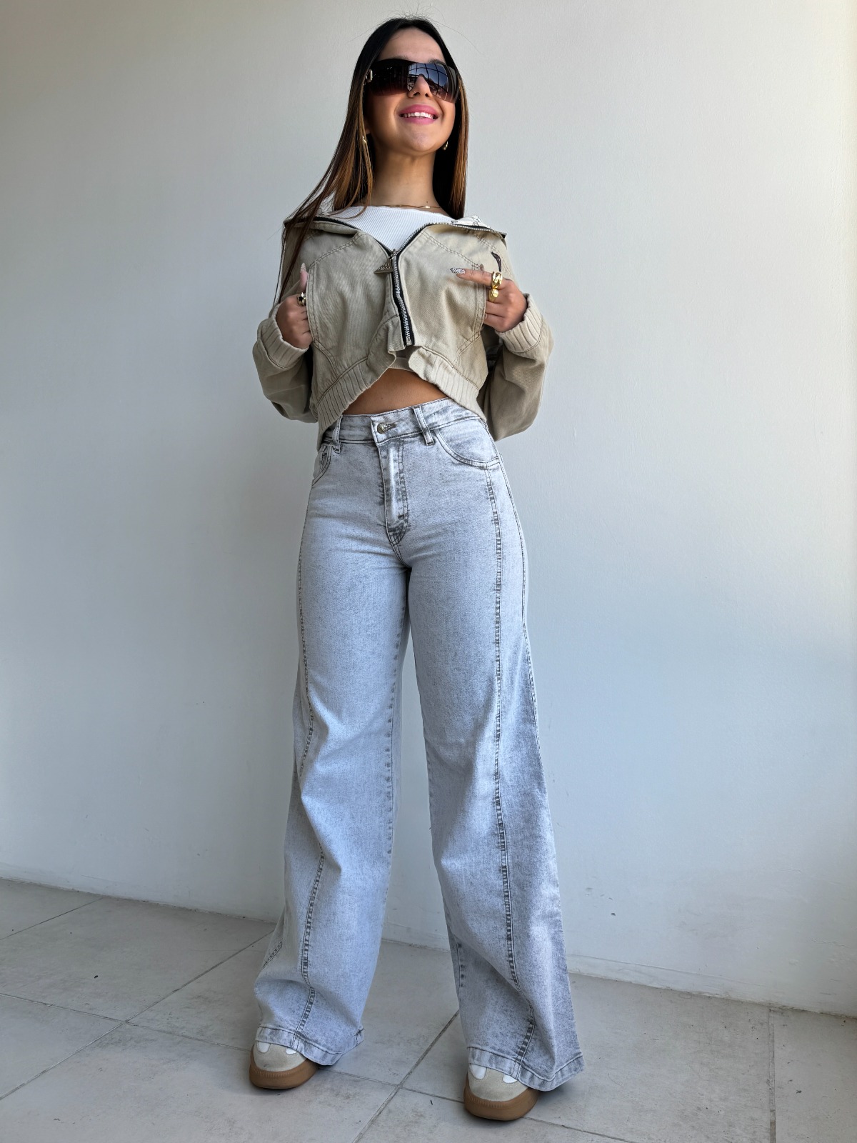 WIDE LEG GRAY LINE HILO CAMEL