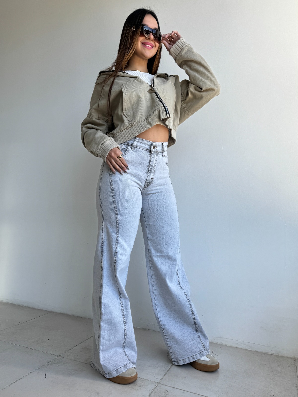 WIDE LEG GRAY LINE HILO CAMEL