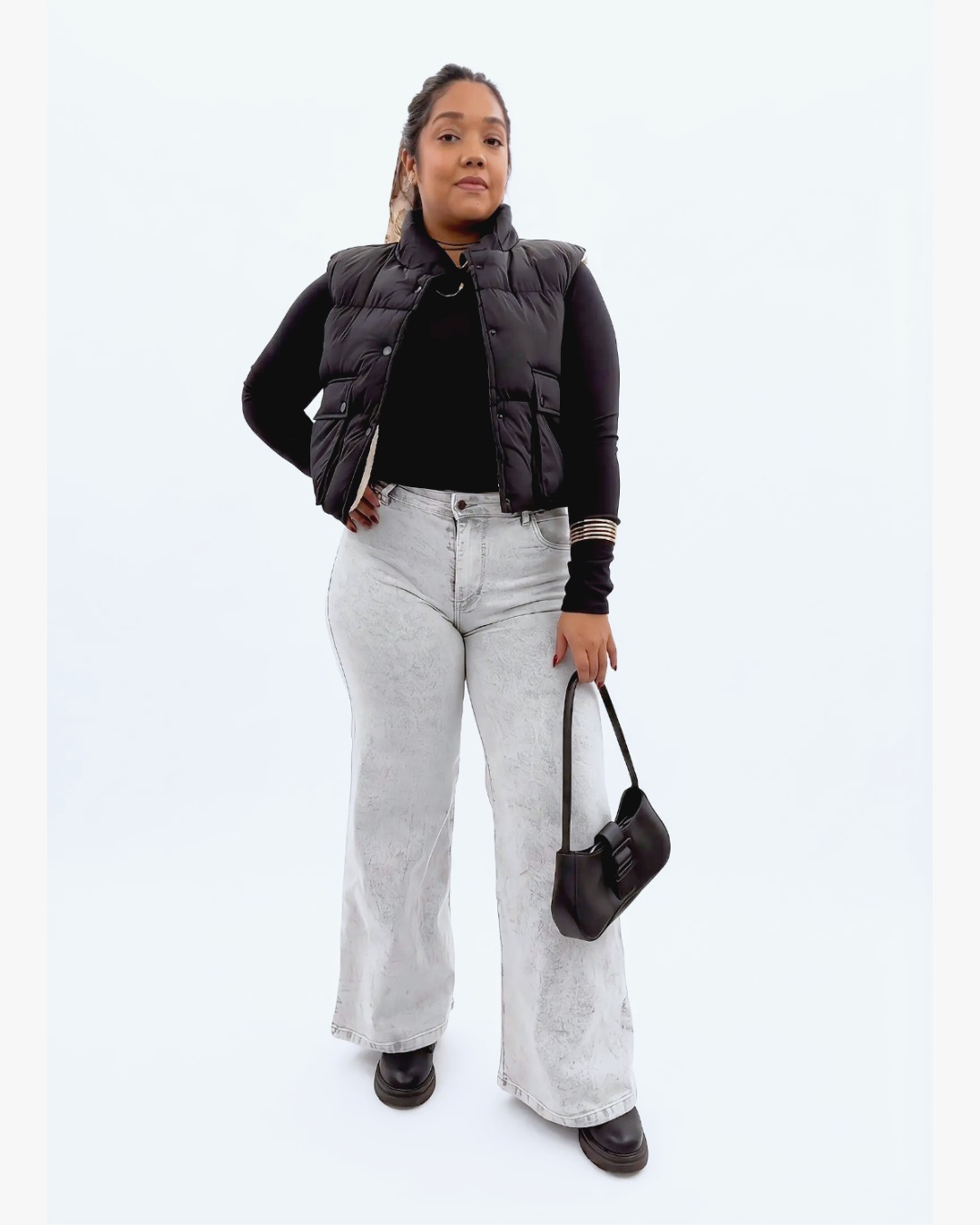 WIDE LEG GRAY LINE HILO BLANCO