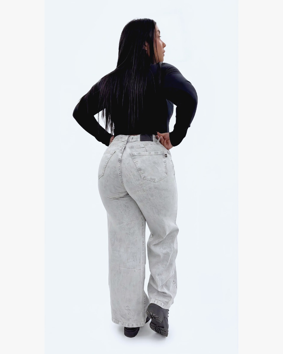 WIDE LEG GRAY LINE HILO BLANCO