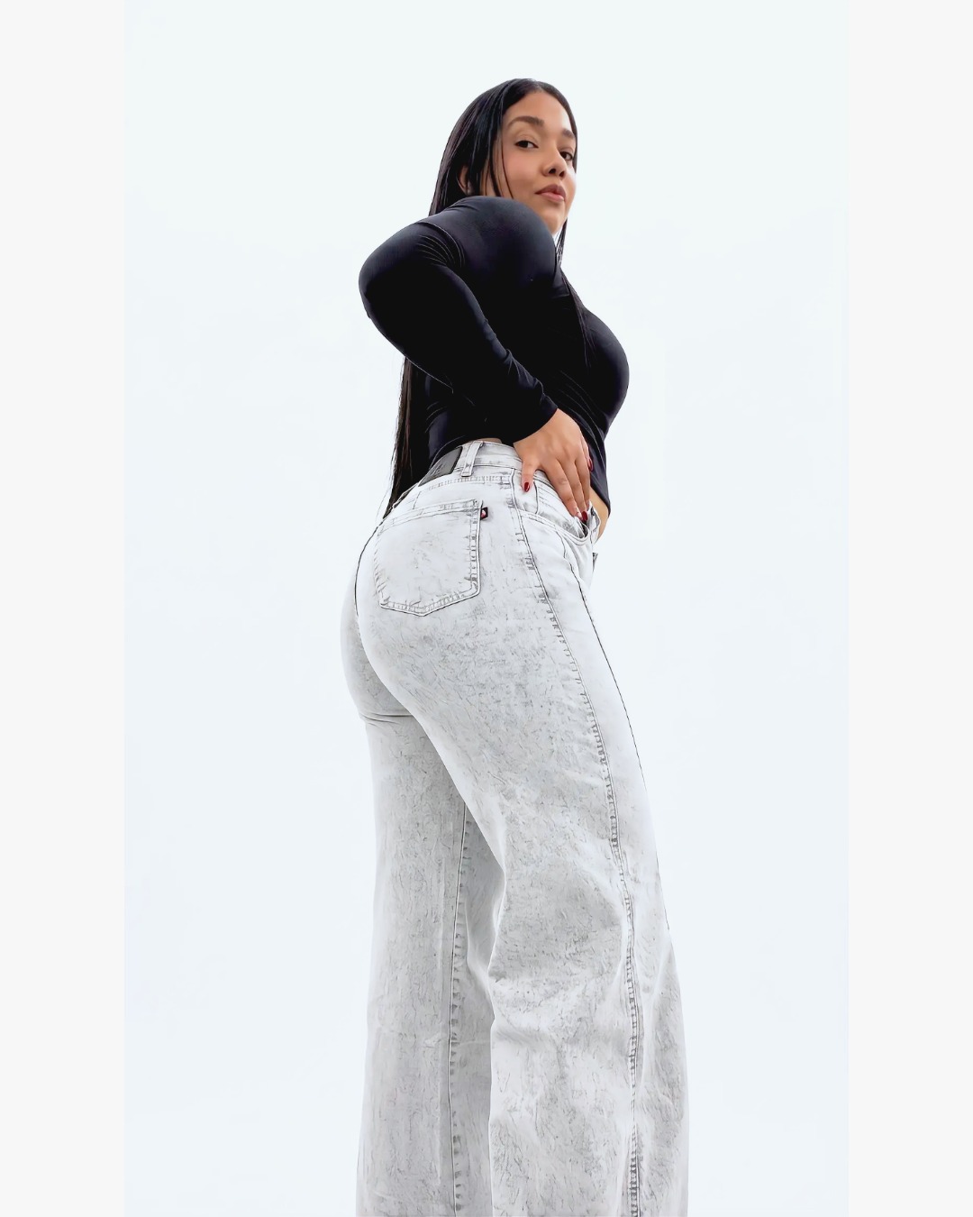 WIDE LEG GRAY LINE HILO BLANCO
