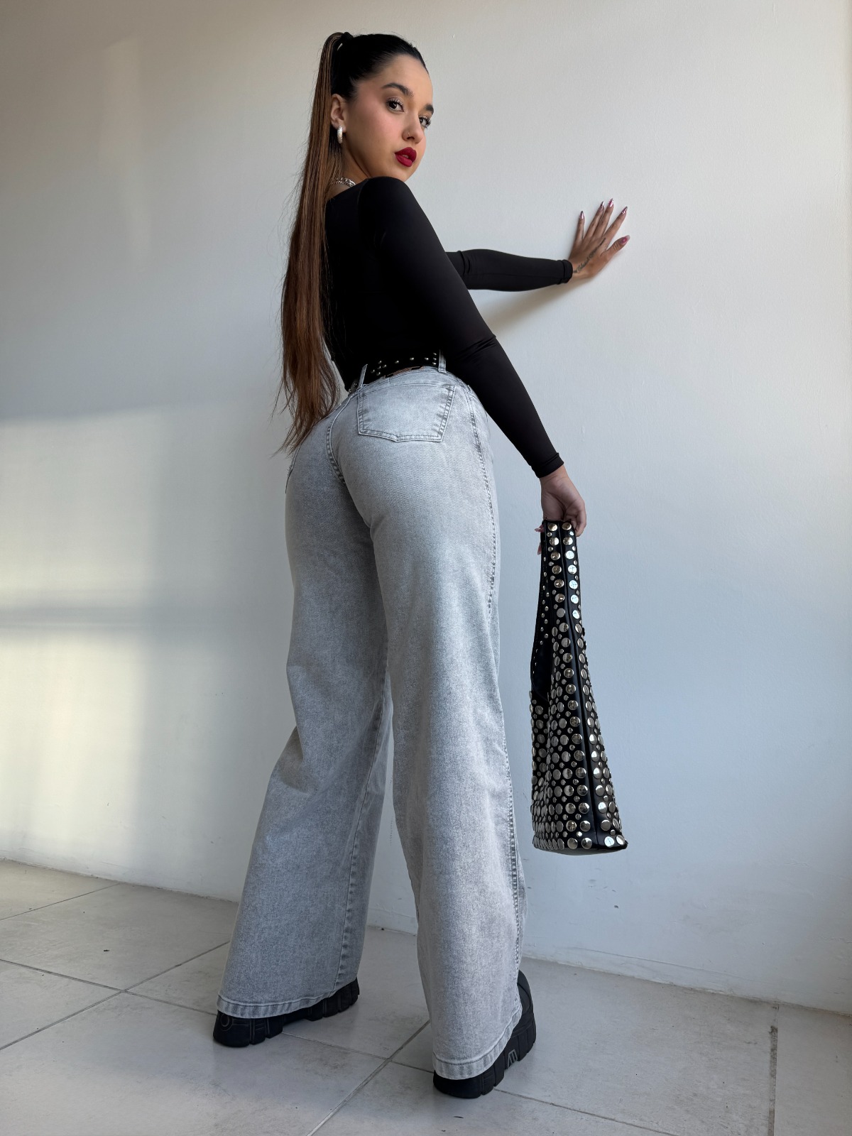 WIDE LEG GRAY HILO GRIS