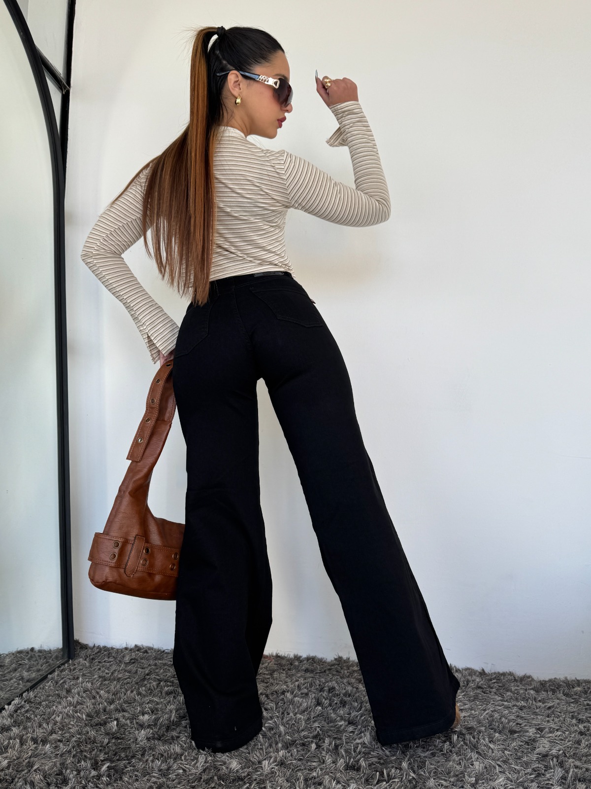 WIDE LEG BLACK LINE