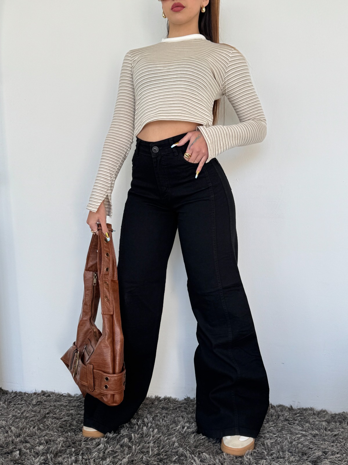 WIDE LEG BLACK LINE