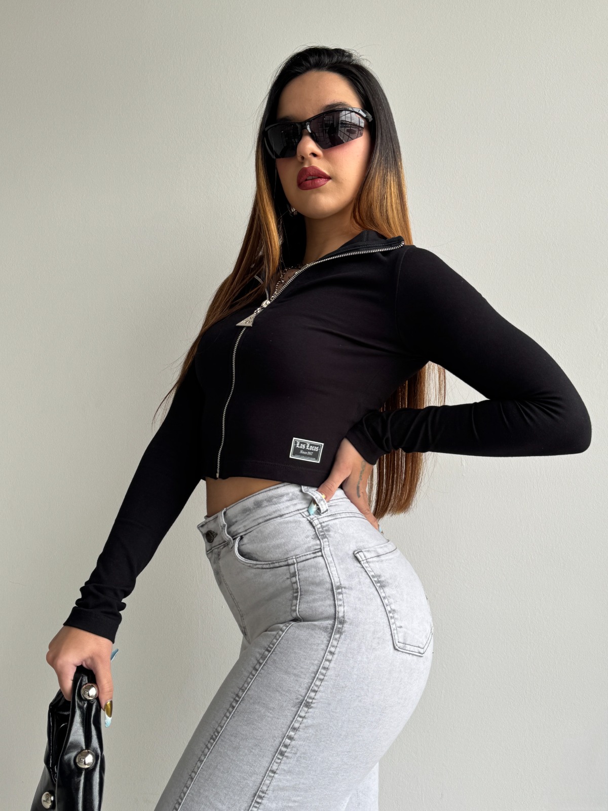 WIDE LEG GRAY LINE - Hilo gris