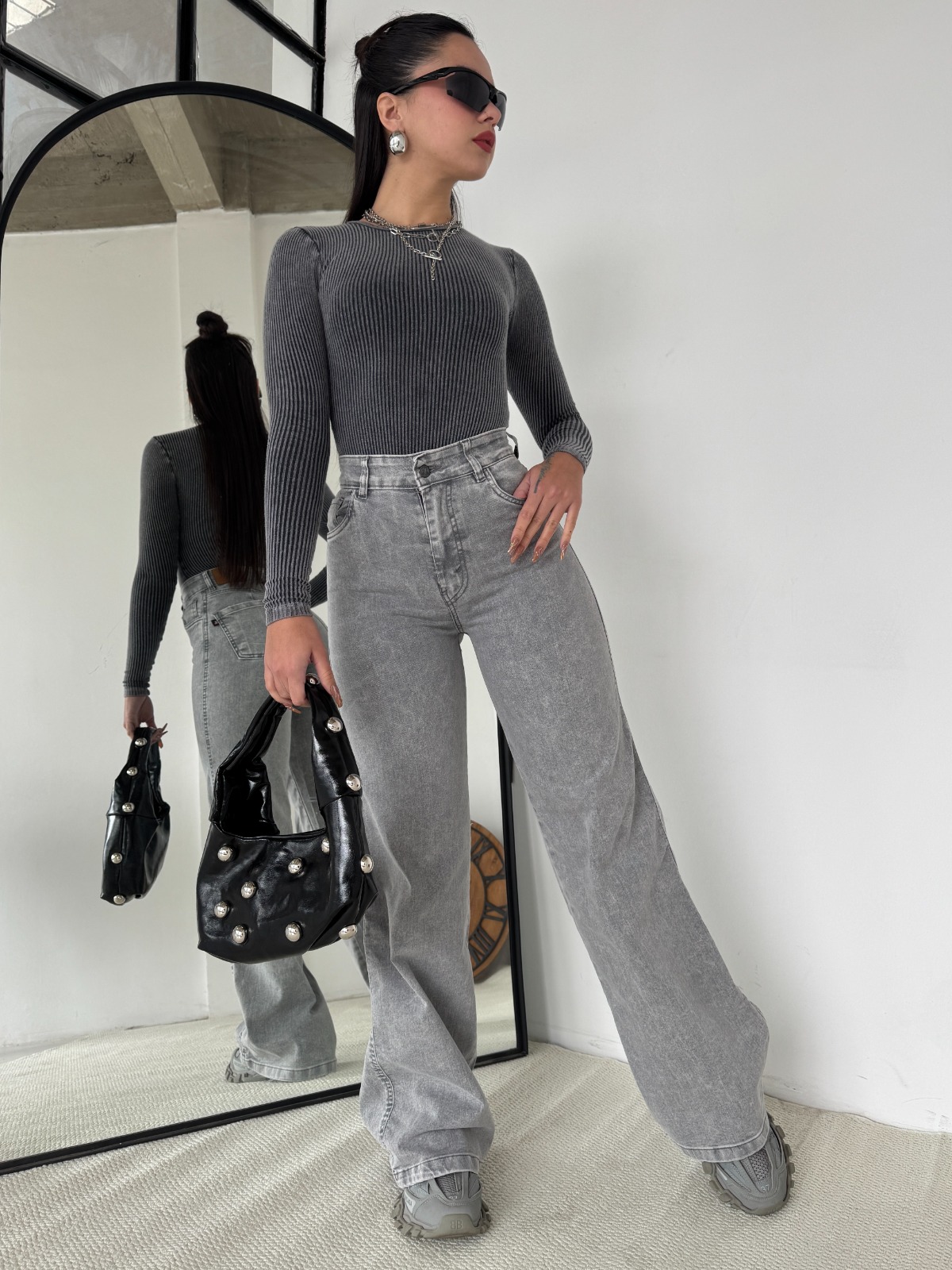 WIDE LEG ASH - Hilo gris