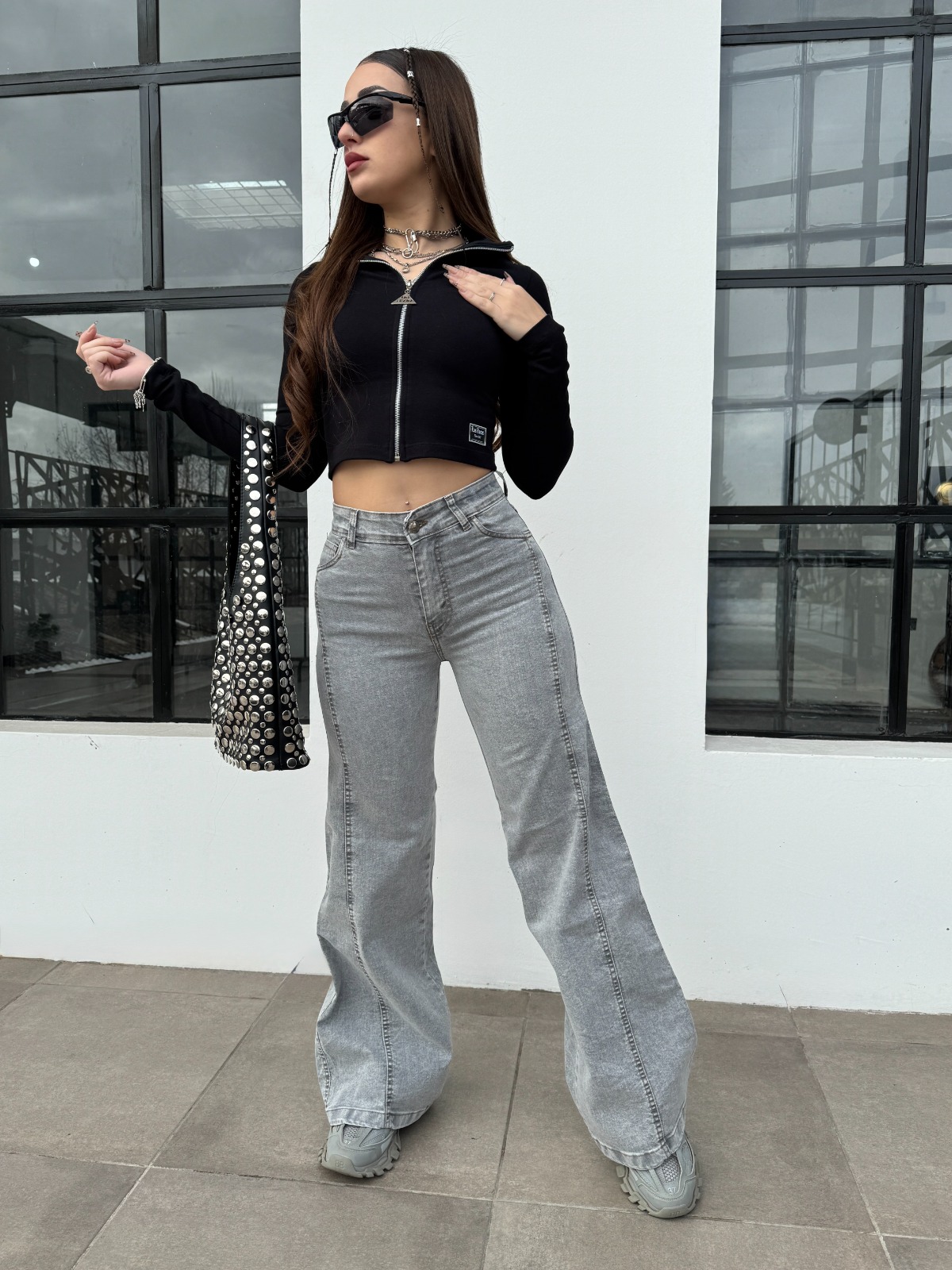 WIDE LEG DARK LINE - Hilo camel