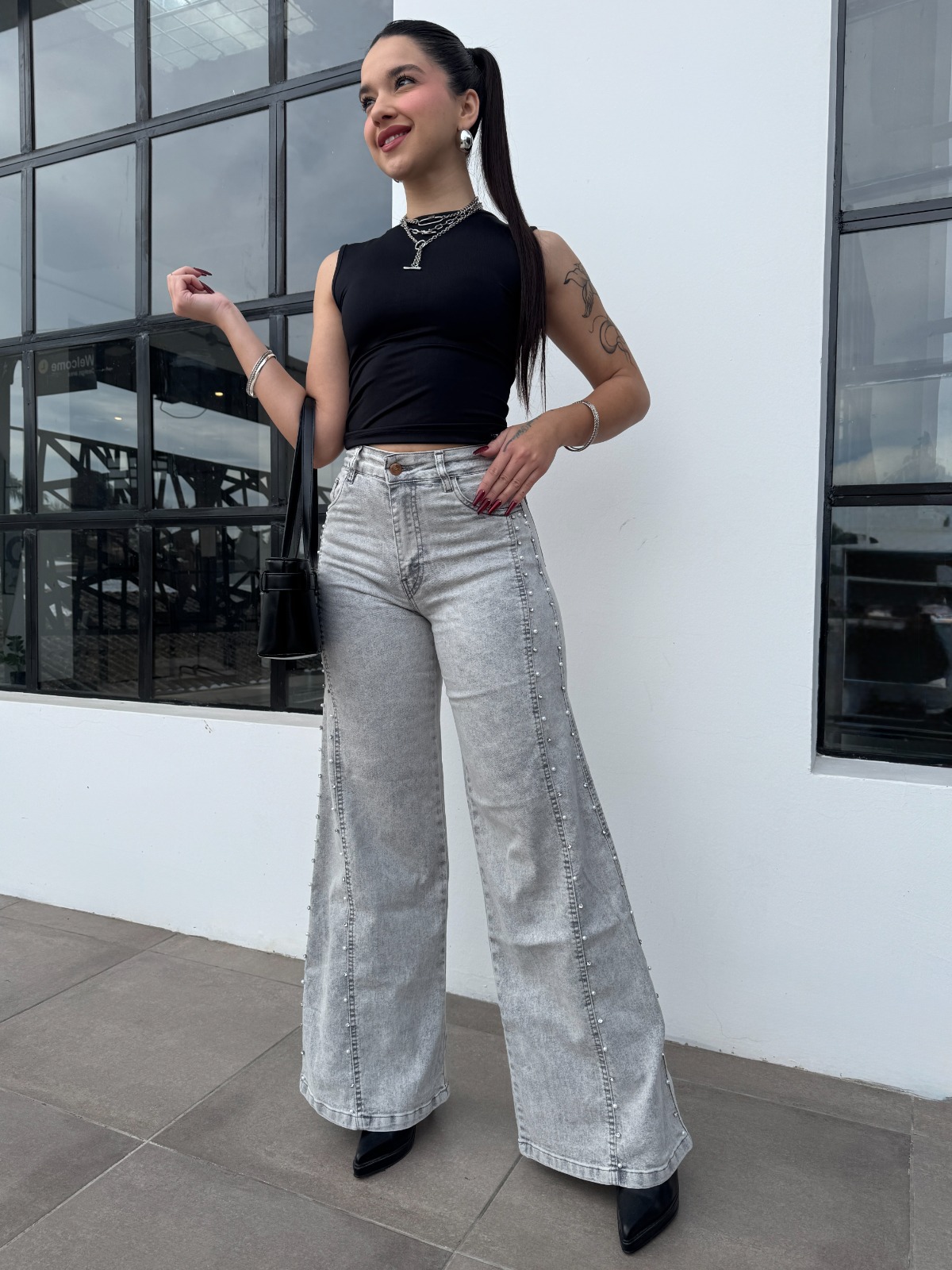 WIDE LEG GRAY SHINE