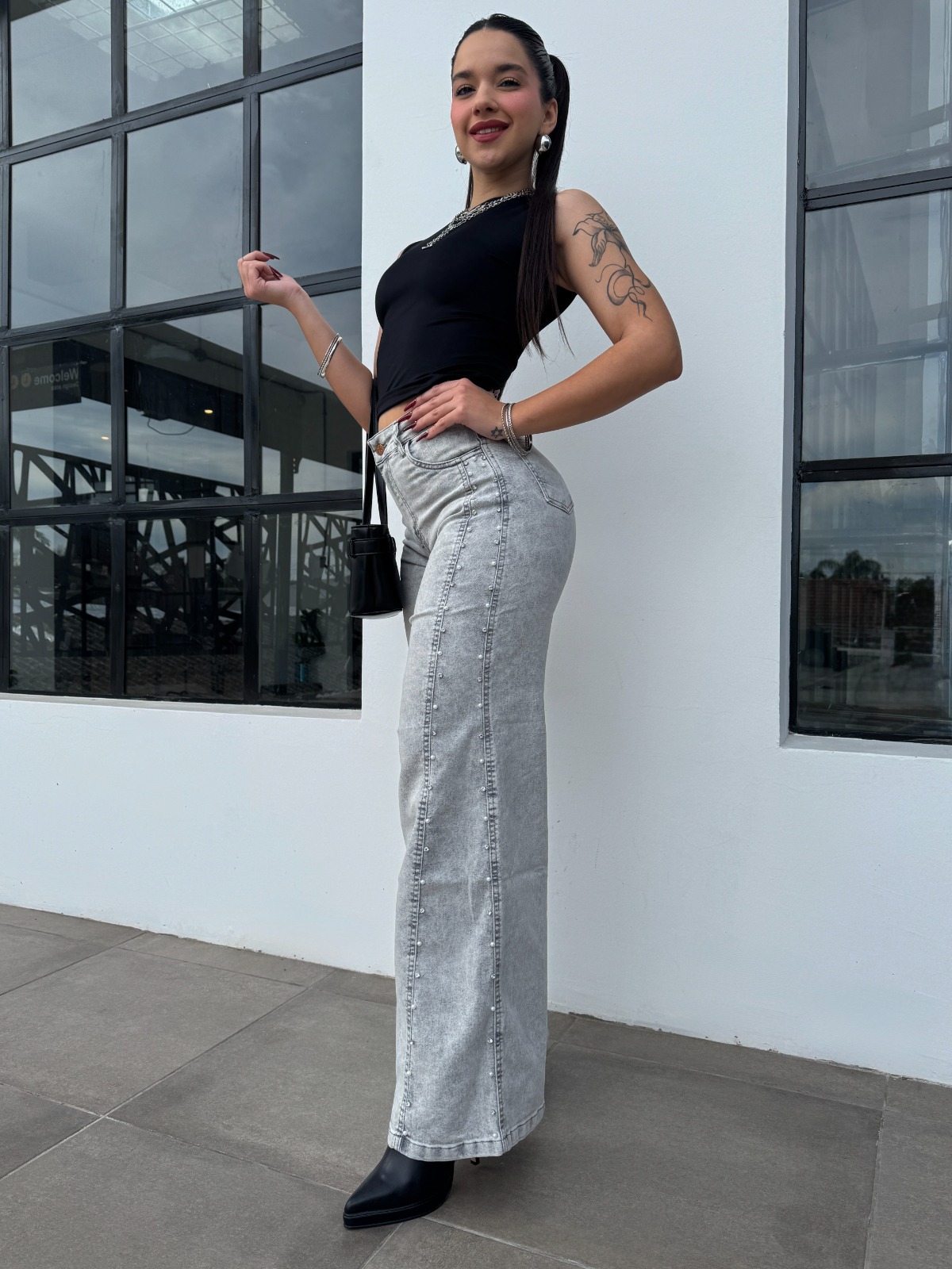 WIDE LEG GRAY SHINE