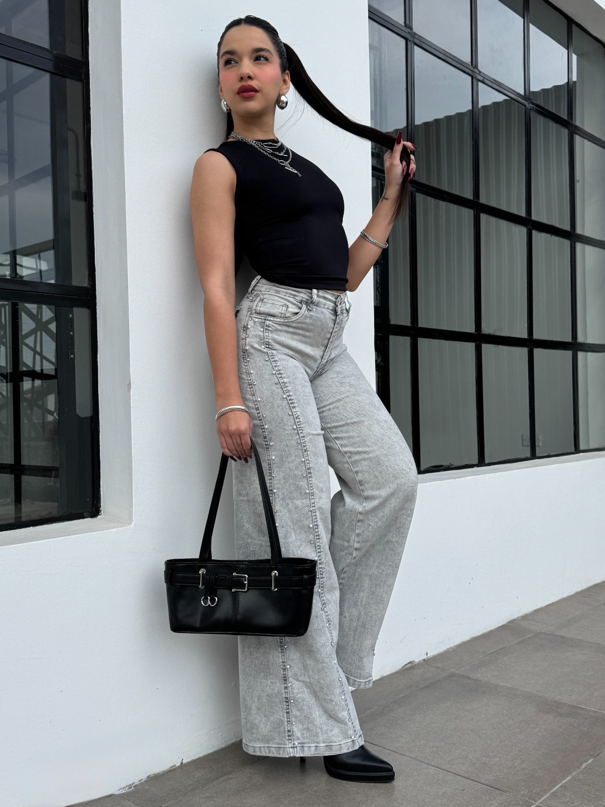 WIDE LEG GRAY SHINE