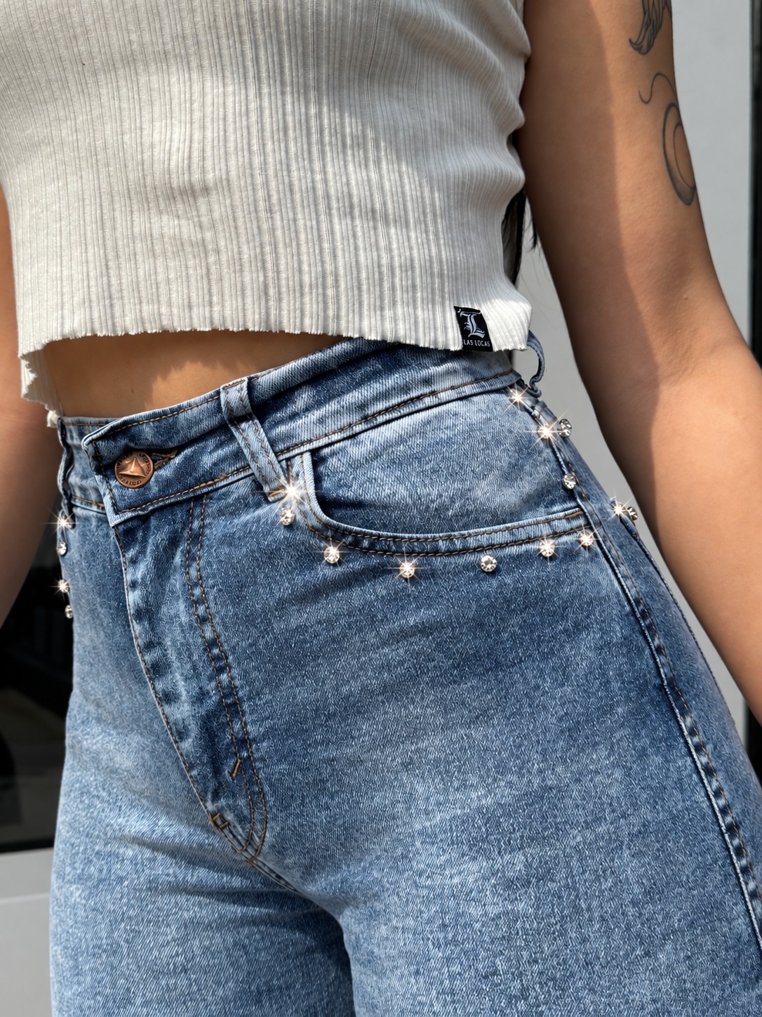 WIDE LEG CRYSTAL SKY