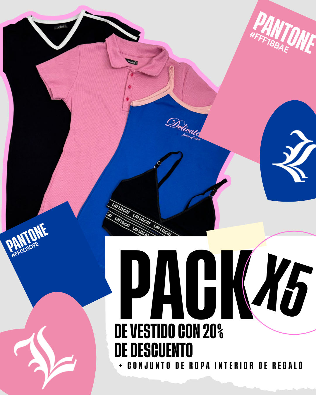 PACK DE VESTIDOS X5