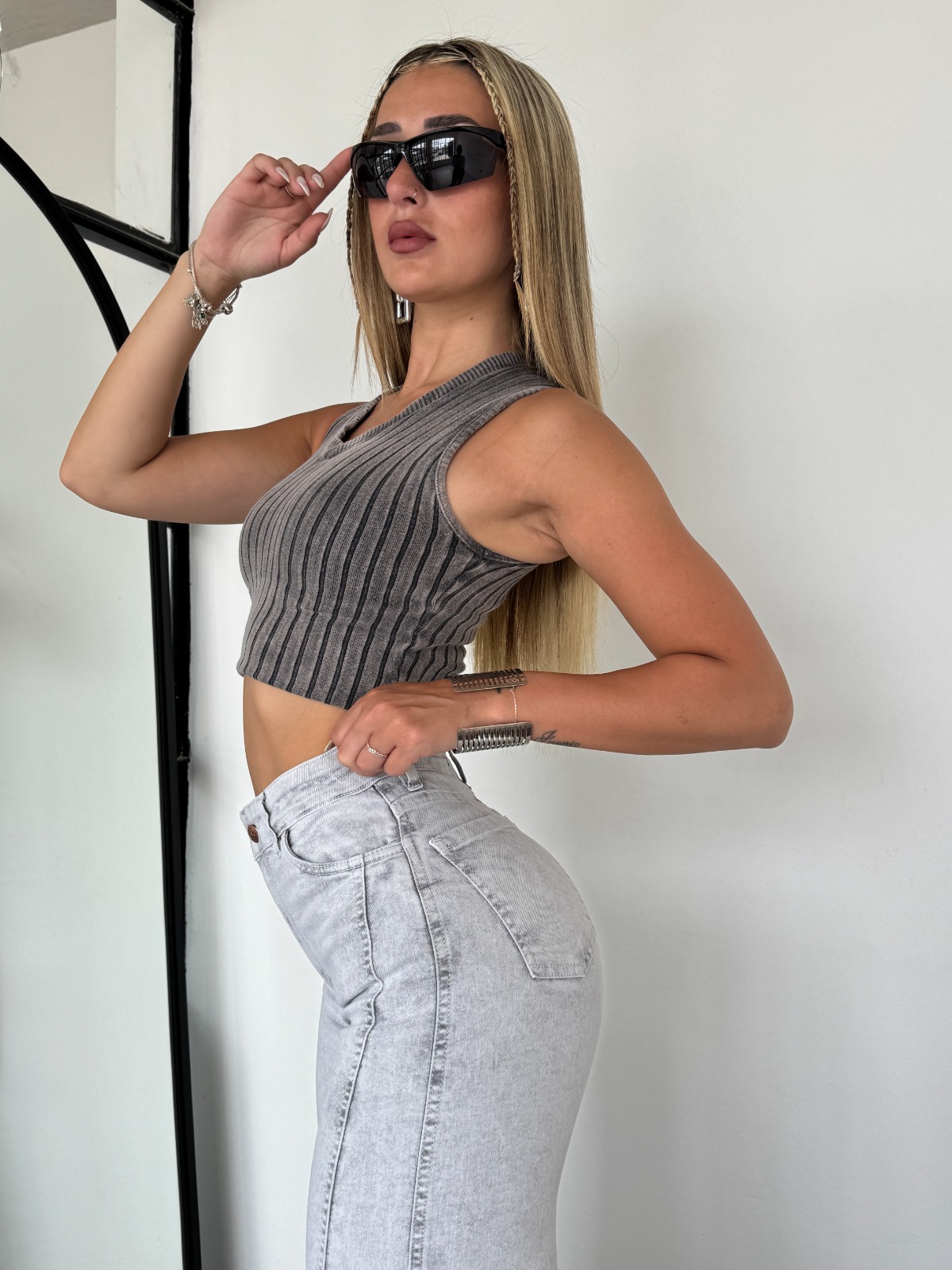 WIDE LEG GRAY LINE