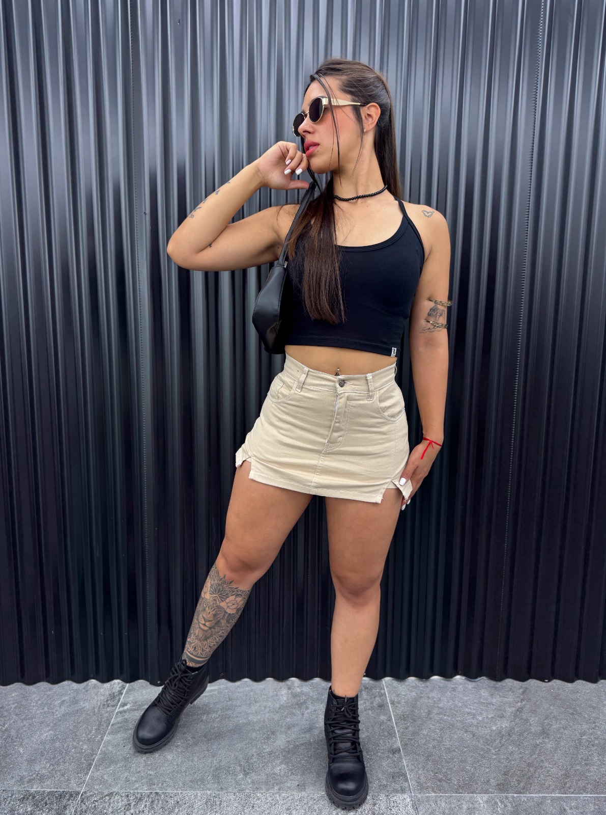 SHORT POLLERA SAND ARETHA HILO BLANCO