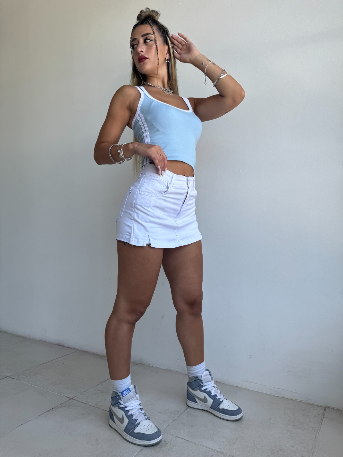 SHORT POLLERA WHITE ARETHA