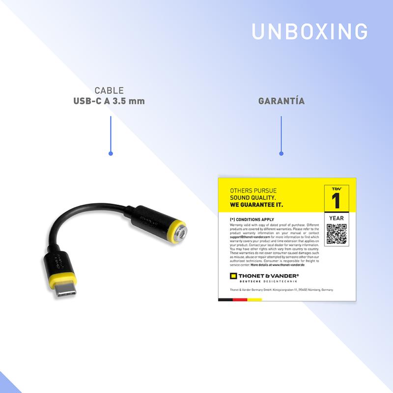 T&V Winzig Cable USB-C a jack de 3.5 mm.