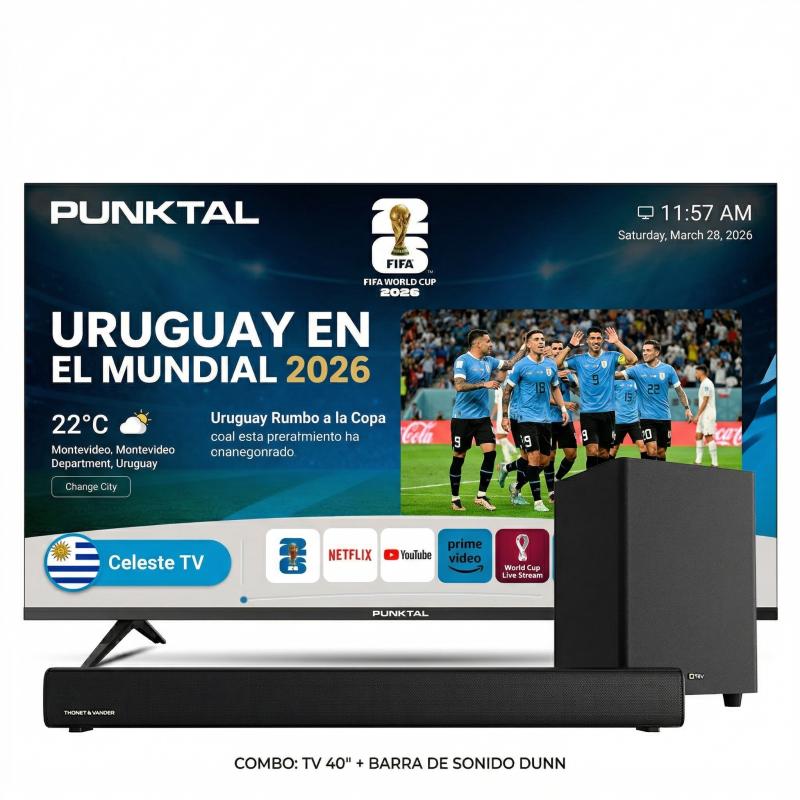 Barra con Subfwooer Dunn + Smart Tv Punktal 40 Pulgadas