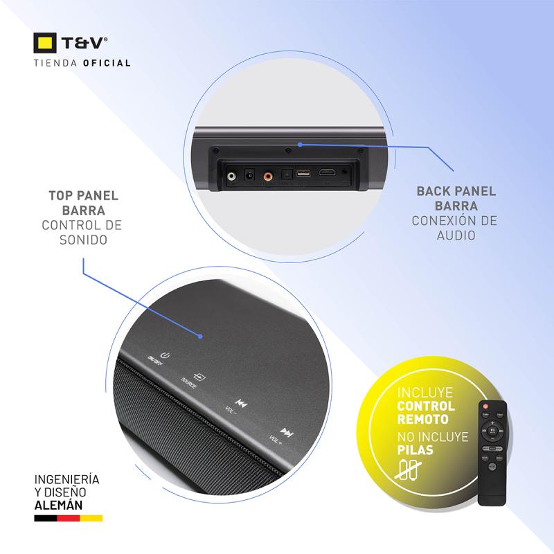 Barra de Sonido con Subwoofer Thonet & Vander STERN + Smart Tv Punktal 4k 65 Pulgadas