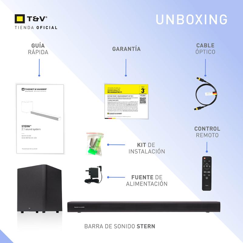 Barra de Sonido con Subwoofer Thonet & Vander STERN + Smart Tv Punktal 4k 65 Pulgadas