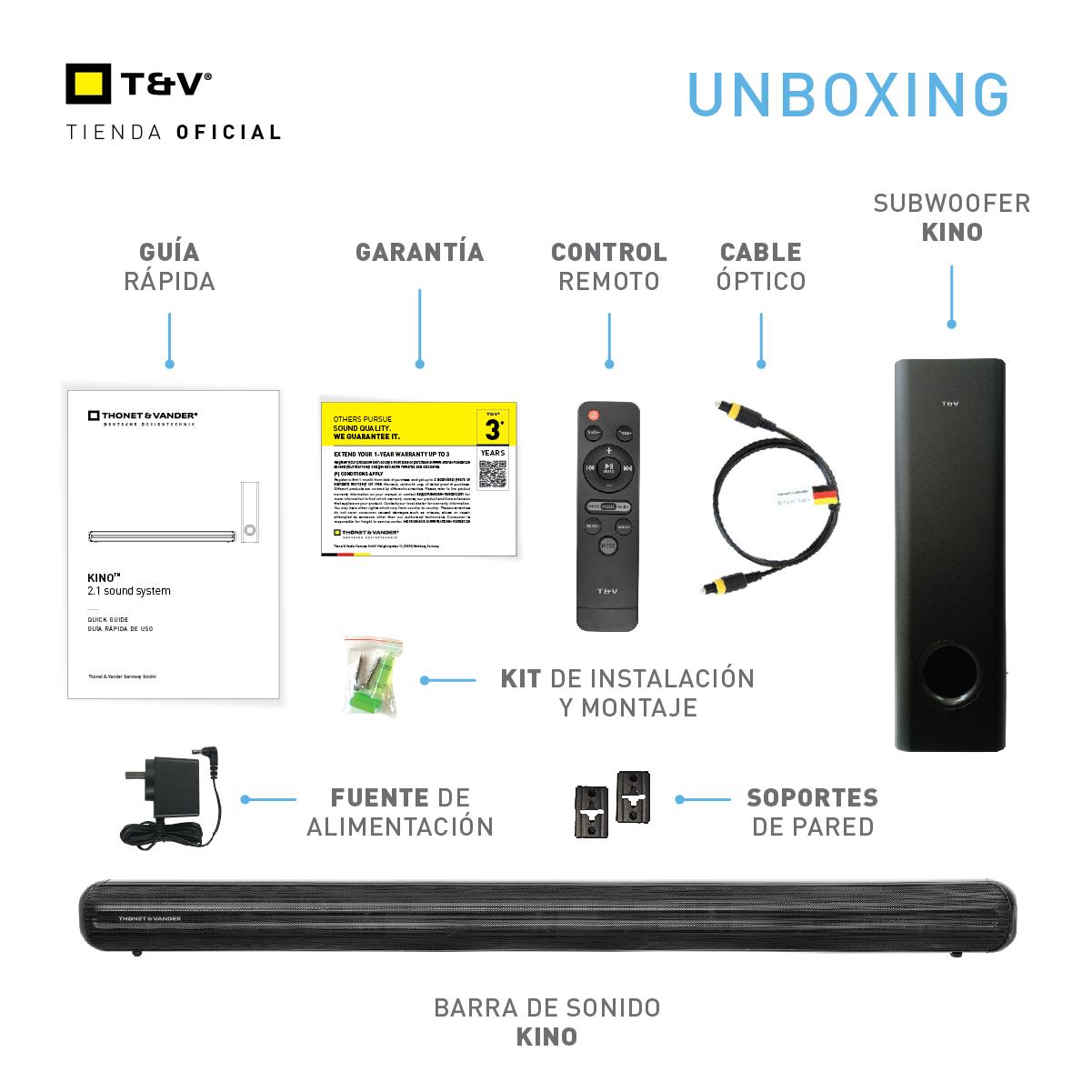 Barra de Sonido con Subwoofer KINO