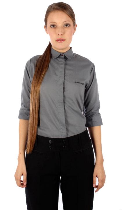 Camisa manga ¾ color gris con tapa botón