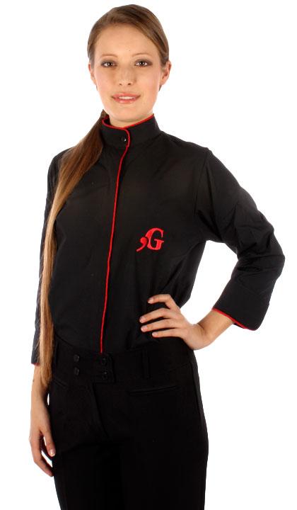 Camisa manga ¾ con cuello mao y vivo