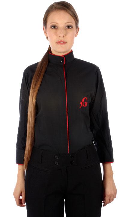 Camisa manga ¾ con cuello mao y vivo