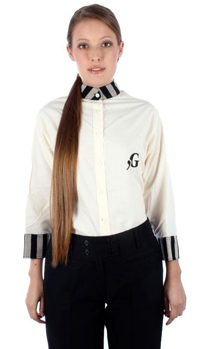 Camisa combinada con cuello mao