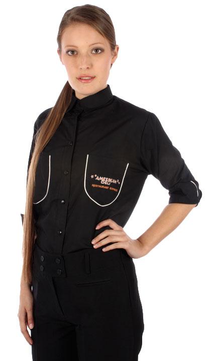 Camisa con vivo en bolsillos y puños