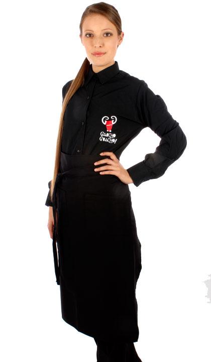 Delantal largo trapecio negro