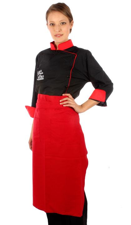 Delantal largo trapecio rojo