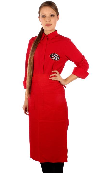 Delantal largo trapecio rojo