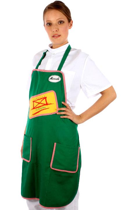 Delantal de pechera con cinta al bies