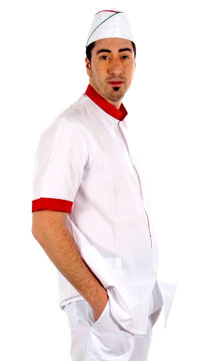 Casaca clásica combinada en blanco con rojo