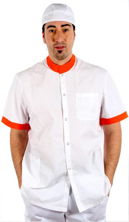 Casaca clásica combinada en blanco con naranja