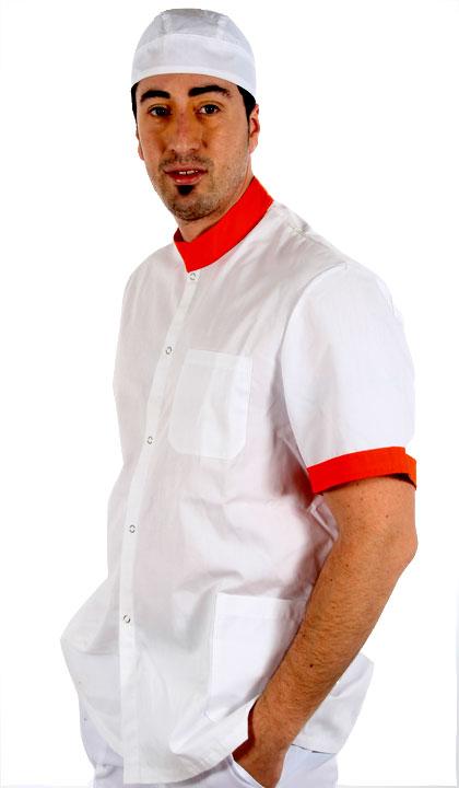 Casaca clásica combinada en blanco con naranja